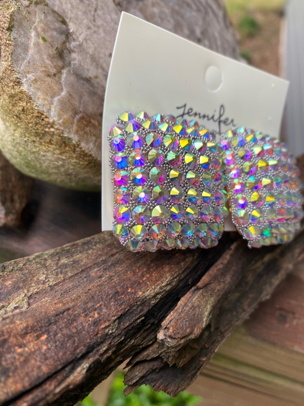 Jennifer & Company
Geometric Pave Cushion of
AB Crystals Pierced Studs. NWT - Picture 3 of 7